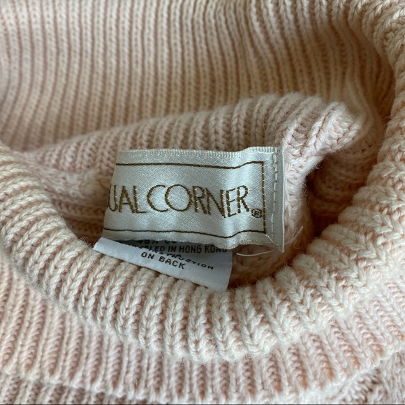 VINTAGE light pink CASUAL CORNER TURTLENECK Ramie/cotton KNIT SWEATER size M - Picture 6 of 6